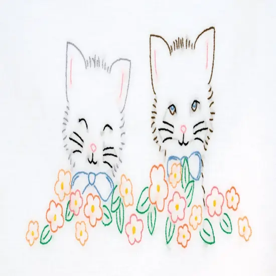 Jack Dempsey Stamped Pillowcases W/White Perle Edge 2/Pkg-Kittens {4}