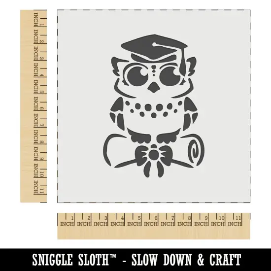 Graduation Owl with Cap and Diploma School College Wall Cookie DIY Craft Reusable Stencil {1}