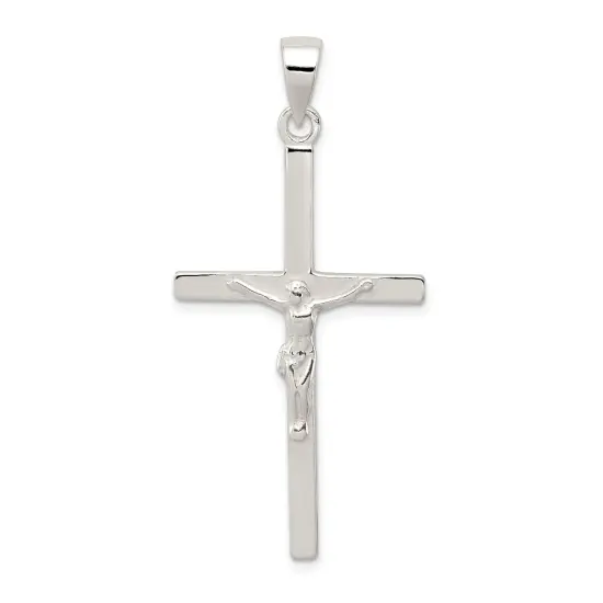 Sterling Silver Crucifix Charm Religious Jewelry 50mm x 25mm {1}