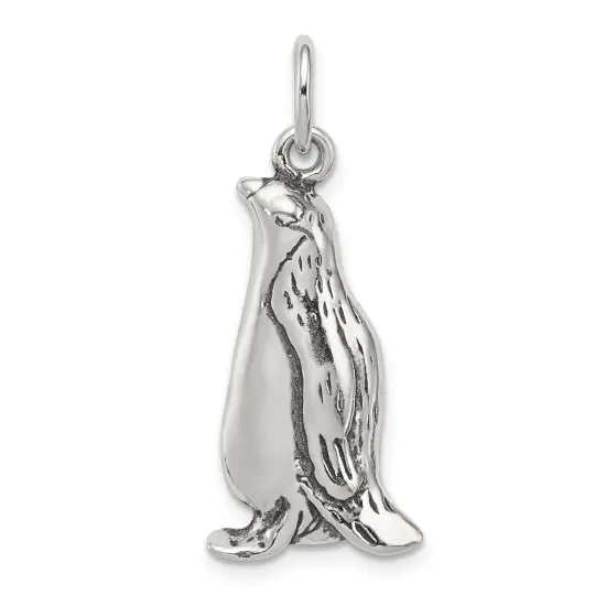 Sterling Silver Antiqued Penguin Charm Pendant Jewelry 25 X 12mm {1}