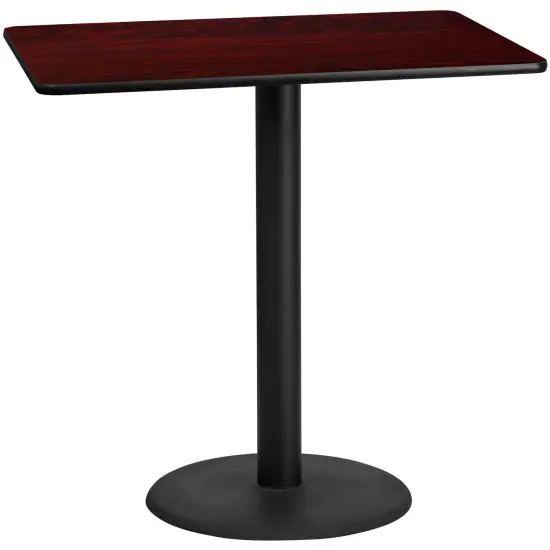 Emma and Oliver 30"x48" Rectangular Laminate Bar Table with 24" Round Base Mahogany {1}