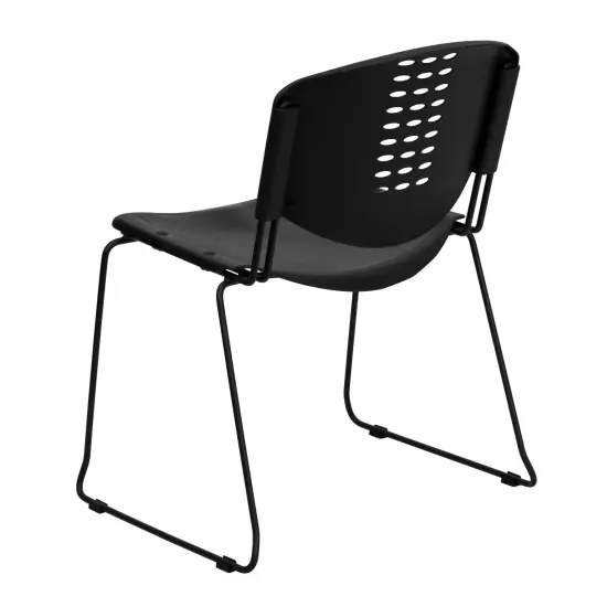 Emma and Oliver 400 lb. Capacity Plastic Stack Chair with Black Frame {4}
