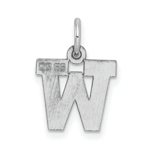Sterling Silver Small Block Initial Letter W Charm Jewerly 16mm x 10mm {3}