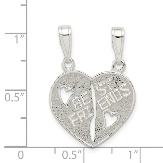 Sterling Silver Best Friends Break Apart Heart Charm Jewerly 20mm x 9mm {2}
