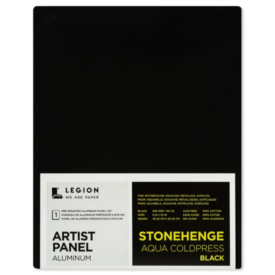 Stonehenge Aqua Coldpress Pre-Mounted Aluminum Panel 5"X7"-Black, For Wet Media {1}