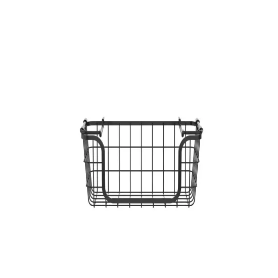 Oceanstar Stackable Metal Wire Storage Basket Set for Pantry, Countertop, Kitchen or Bathroom, Black, Set of 3 {7}