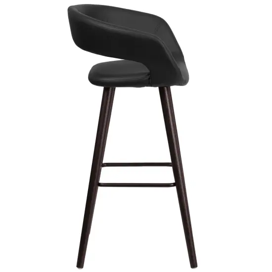 Merrick Lane Plath Wood Ultramodern Bar Counter Stool With Upholstered Seat Black {5}