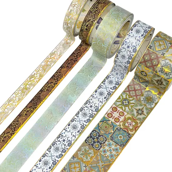 Wrapables Decorative Gold Foil Washi Tape Box Set for Arts & Crafts, Scrapbooking, Stationery, Diary (10 Rolls) Midnight {9}