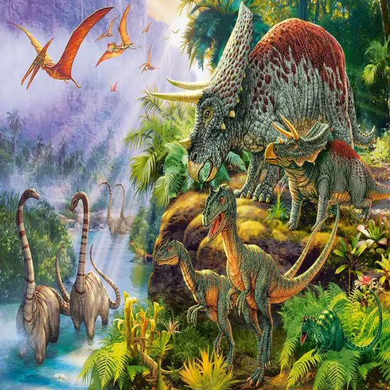 500 Piece Jigsaw Puzzle, Dinosaur Valley, Prehistoric scenery, dinosaur puzzle, prehistoric animal, Adult Puzzles, Castorland B-53643 {2}