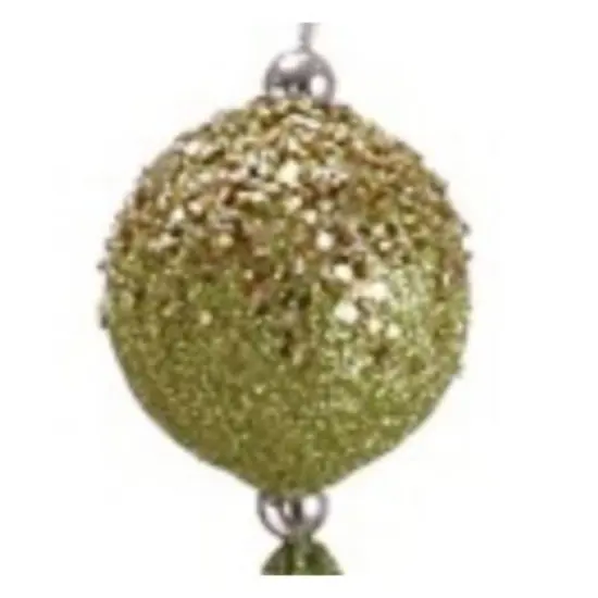 Allstate Lime Green Glitter Drenched Christmas Ball Ornament with Tassels 12" (300mm) {3}
