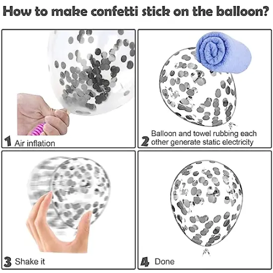 60pcs Teal Blue, Silver, and White Balloons - 12 Inch Turquoise and Silver Metallic Confetti Balloons Kit with Ribbons for Wedding, Bridal, Baby Shower, Birthday, Graduation, and Prom Party Decorations {6}