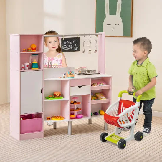 2-in-1 Double-sided Kids Kitchen And Market With Realistic Light And Sound {1}