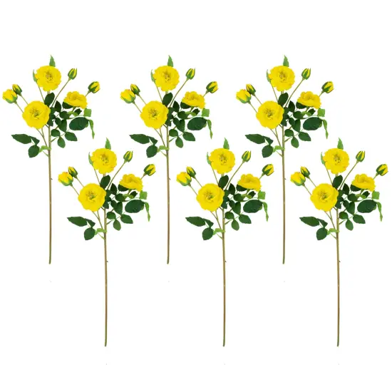 Northlight Real Touch&trade; Yellow Artificial Camellia Rose Floral Sprays, Set of 6 - 23" {1}