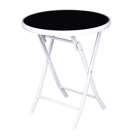 Costway 3 PCS Folding Bistro Table Chairs Set Garden Backyard Patio Furniture Black {5}