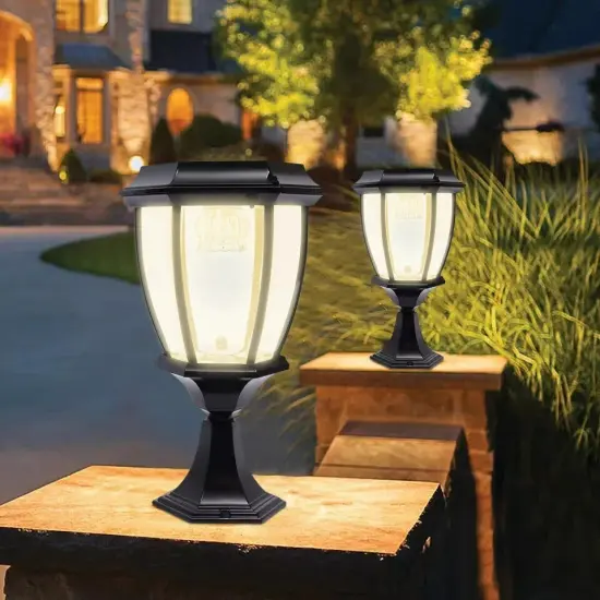 2-Pack Solar LED Post Light Lamp Yard Driveway Fence Outdoor Pillar Lights {3}