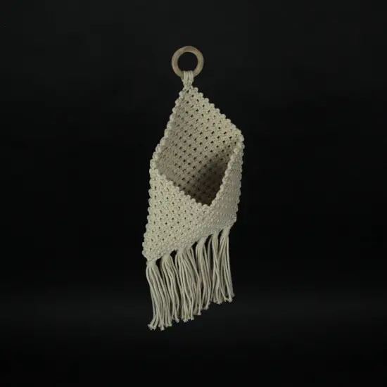 Bohemian Hand Tied Macrame Envelope Wall Pocket 21.25 Inches High {6}