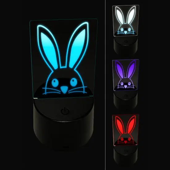 Peeking Bunny Rabbit 3D Illusion LED Night Light Sign Nightstand Desk Lamp {1}