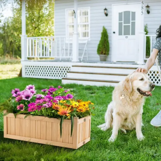 Folding Wooden Raised Garden Bed with Removable Bottom for Herbs Fruits Flowers {2}