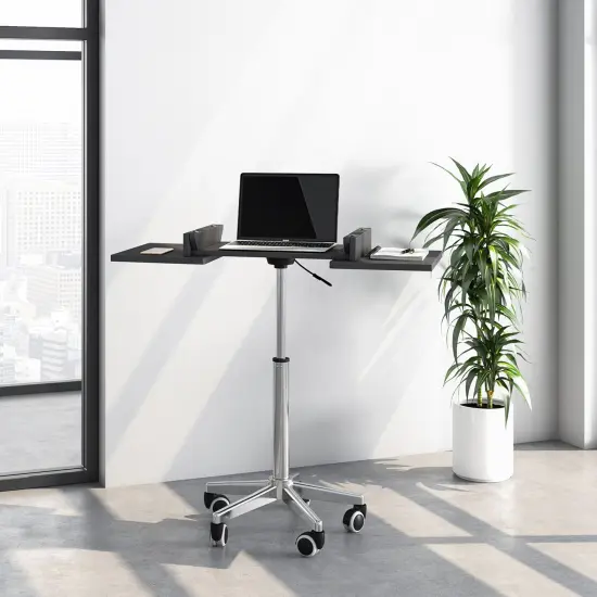 Techni Office Solutions 35.75" Black Durable Folding Table Laptop Cart {6}