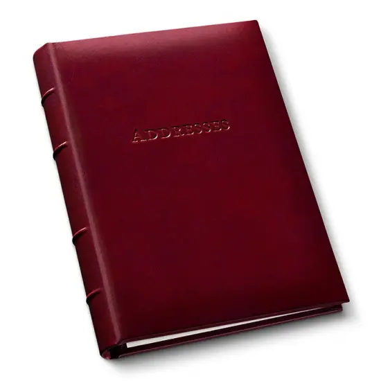 Gallery Leather Large Address Book with Alphabetical Tabs up to 480 records, Leather Notebook Hardcover, Telephone and Address Books - 9x7, Acadia Burgundy {2}