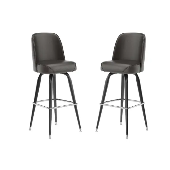 Emma and Oliver 2 Pack Metal Barstool with Swivel Bucket Seat Gray {8}
