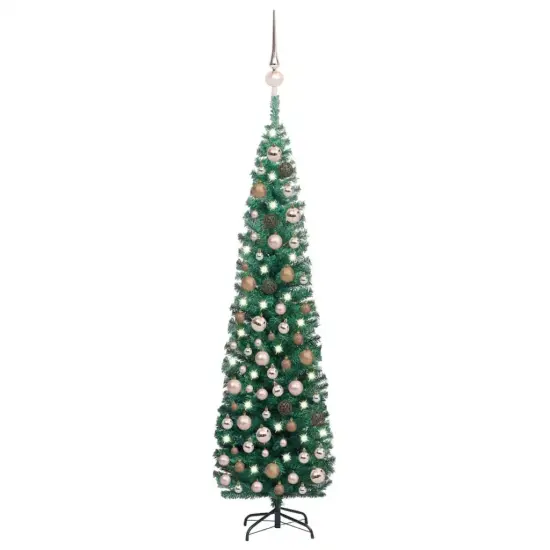 Slim Artificial Christmas Tree with LEDs and Ball {1}