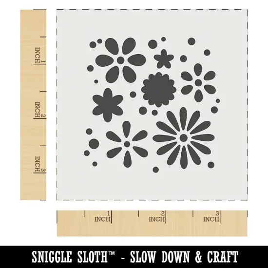 Sweet Geometric Flowers and Dots Seamless Repeating Pattern Wall Cookie DIY Craft Reusable Stencil {6}