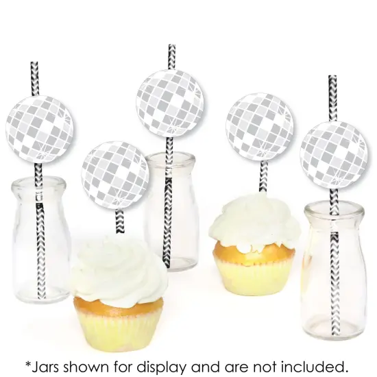 Big Dot of Happiness Disco Ball - Paper Straw Decor - Groovy Hippie Party Striped Decorative Straws - Set of 24 {6}