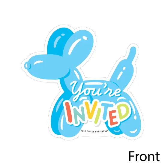 Big Dot of Happiness Balloon Animals - Shaped Fill-In Invitations - Happy Birthday Party Invitation Cards with Envelopes - Set of 12 {4}