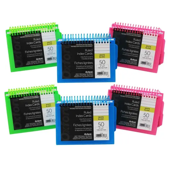 View Front Spiral Index Cards 3" x 5" Poly Cover, Pack of 6 {3}