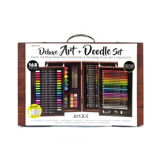 Deluxe Art & Doodle Wood 168-Piece Art Set {1}
