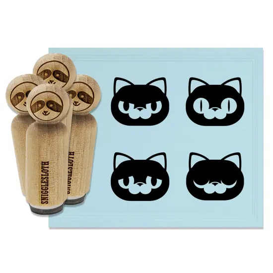 Round Cat Excited Angry Sad Sleepy Rubber Stamp Set for Stamping Crafting Planners {7}
