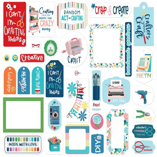 Carta Bella Cardstock Ephemera 33/Pkg-Frames & Tags, Happy Crafting {3}