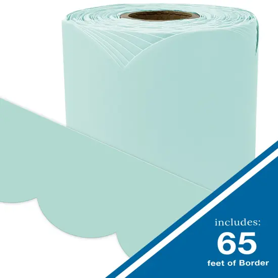 Carson Dellosa 65Ft of Sea Glass Green Bulletin Board Borders, 1 Roll of Pastel Scalloped Trim for Rolling Whiteboard, Cork and Posterboard, Party, Easter, Spring Decorations, and Classroom Decor {2}