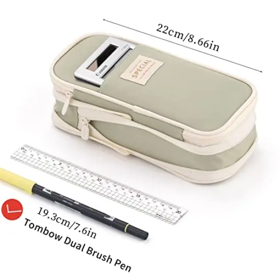 Oversized Green Pencil Case &ndash; Large Capacity Pouch for Stationery and Pens, Ideal for Teen Girls {5}