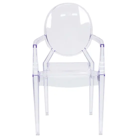 Emma and Oliver Oval Back Ghost Chair with Arms Clear {5}