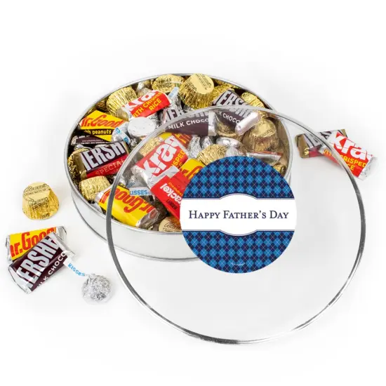 Father's Day Candy Gift Tin - Plastic Tin with Hershey's Kisses, Hershey's Miniatures & Reese's Peanut Butter Cups By Just Candy {1}
