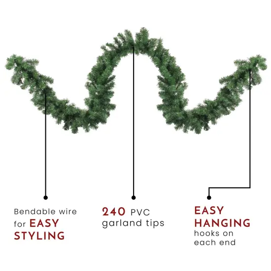 Northlight Windsor Pine Artificial Christmas Garland - 9' x 12" - Unlit Green {4}