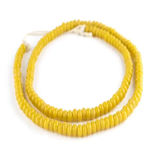 The Bead Chest Yellow Glass Donut Beads - 24 Inch Strand of Indonesian Rondelle Java Glass Beads for Crafts & Jewelry Making {3}