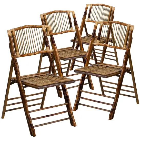 Emma and Oliver 4 Pack Bamboo Folding Chair {1}
