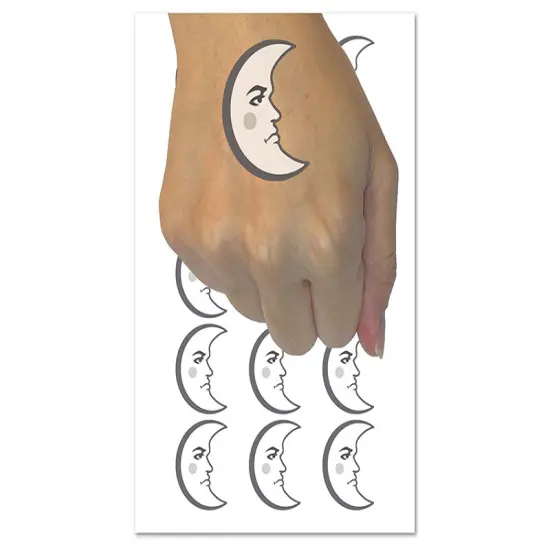 Heraldic Moon Face Temporary Tattoo Water Resistant Fake Body Art Set Collection (1 Sheet) {1}
