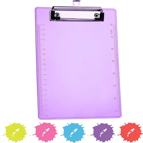 Enday Plastic Clipboard W/ Low Profile Clip Pink {6}