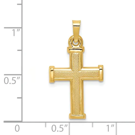 14K Yellow Gold Hollow Cross Pendant Charm Jewelry {2}