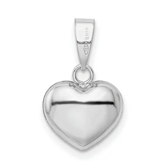 14K White Gold Heart Pendant Charm Love Jewelry 14mm x 10mm {3}