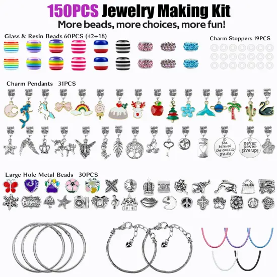 Jewelry Making Kit Trendy Stuff for Kids Ages 6-12, Unicorn Toy Cute Stuff for Teen Girls Gifts Birthday Gift, Crafts for Girls 6 7 8 9 10 11 12 Year Old {1}