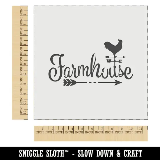 Farmhouse Script Font Arrow Rooster Weathervane Wall Cookie DIY Craft Reusable Stencil {1}