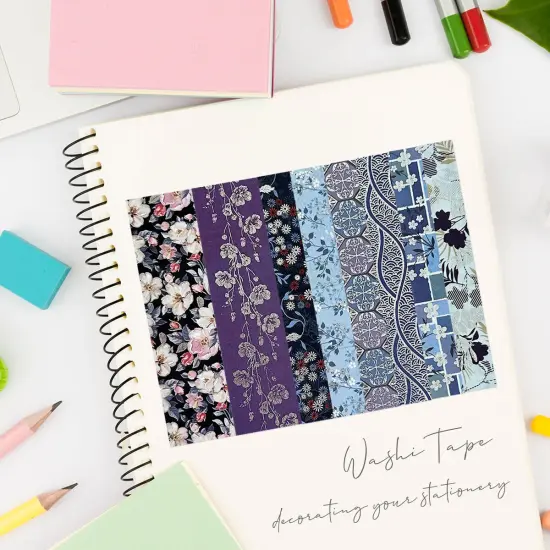 Wrapables Nature Metallic Foil Washi Tape Set for Scrapbooking, Stationery, Diary, Card Making Floral Bloom {10}