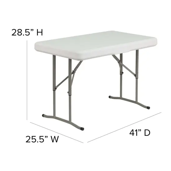 Emma and Oliver 3 Piece Portable Plastic Folding Bench and Table Set Granite White {4}