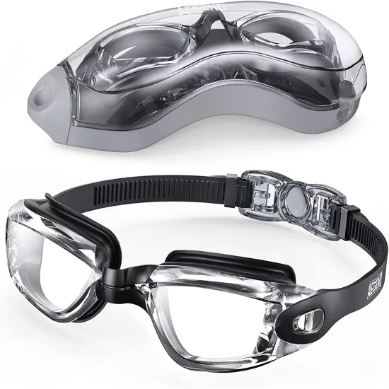 Swim Goggles, Swimming Goggles No Leaking Full Protection Adult Men Women Youth Black Clear {1}