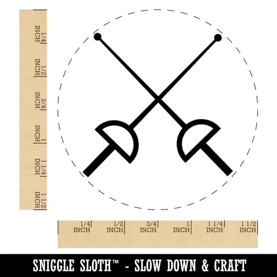 Crossed Fencing Swords Foil Self-Inking Rubber Stamp for Stamping Crafting Planners Black {1}
